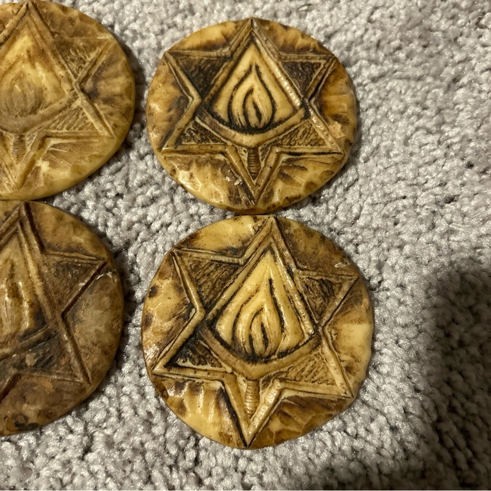 Lot Of 6 Star Of David Center Flame Pendants 3” - Picture 4 of 5